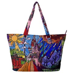 Beauty Stained Glass Castle Building Full Print Shoulder Bag