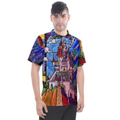 Beauty Stained Glass Castle Building Men s Polo T-shirt by Cowasu