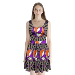 Gratefuldead Grateful Dead Pattern Split Back Mini Dress  by Cowasu