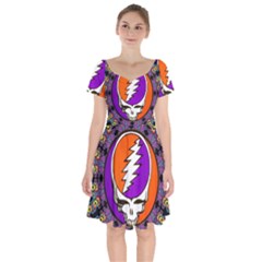 Gratefuldead Grateful Dead Pattern Short Sleeve Bardot Dress by Cowasu