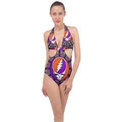 Gratefuldead Grateful Dead Pattern Halter Front Plunge Swimsuit by Cowasu