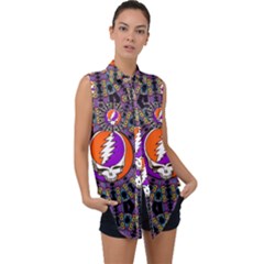 Gratefuldead Grateful Dead Pattern Sleeveless Chiffon Button Shirt