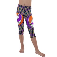 Gratefuldead Grateful Dead Pattern Kids  Lightweight Velour Capri Leggings  by Cowasu