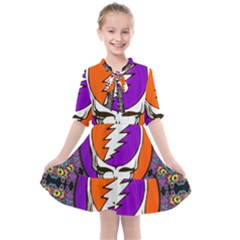 Gratefuldead Grateful Dead Pattern Kids  All Frills Chiffon Dress by Cowasu