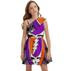 Gratefuldead Grateful Dead Pattern Kids  One Shoulder Party Dress by Cowasu