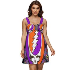 Gratefuldead Grateful Dead Pattern Ruffle Strap Babydoll Chiffon Dress by Cowasu