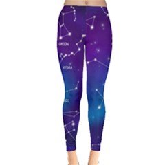 Realistic Night Sky With Constellations Everyday Leggings  by Cowasu