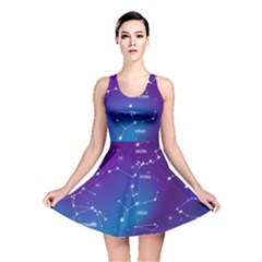 Realistic Night Sky With Constellations Reversible Skater Dress by Cowasu