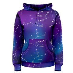 Realistic Night Sky With Constellations Women s Pullover Hoodie by Cowasu