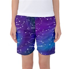 Realistic Night Sky With Constellations Women s Basketball Shorts by Cowasu