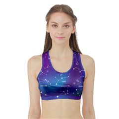 Realistic Night Sky With Constellations Sports Bra With Border by Cowasu