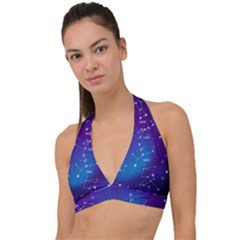 Realistic Night Sky With Constellations Halter Plunge Bikini Top by Cowasu