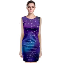 Realistic Night Sky With Constellations Classic Sleeveless Midi Dress by Cowasu