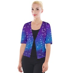 Realistic Night Sky With Constellations Cropped Button Cardigan