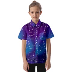 Realistic Night Sky With Constellations Kids  Short Sleeve Shirt by Cowasu