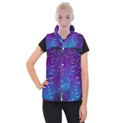 Realistic Night Sky With Constellations Women s Button Up Vest by Cowasu