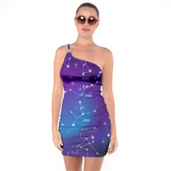 Realistic Night Sky With Constellations One Shoulder Ring Trim Bodycon Dress by Cowasu