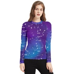 Realistic Night Sky With Constellations Women s Long Sleeve Rash Guard by Cowasu