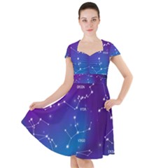 Realistic Night Sky With Constellations Cap Sleeve Midi Dress by Cowasu