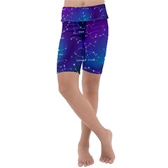 Realistic Night Sky With Constellations Kids  Lightweight Velour Cropped Yoga Leggings