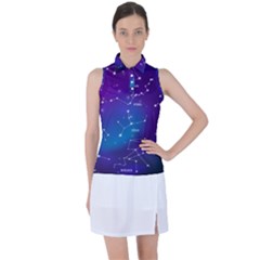 Realistic Night Sky With Constellations Women s Sleeveless Polo T-shirt by Cowasu