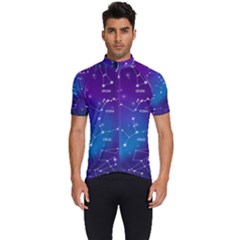 Realistic Night Sky With Constellations Men s Short Sleeve Cycling Jersey by Cowasu