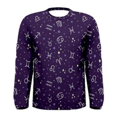 Vector Seamless Dark Zodiac Sign Star Symbol Pattern Men s Long Sleeve T-shirt by Bedest