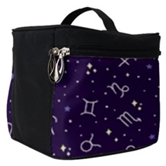 Vector Seamless Dark Zodiac Sign Star Symbol Pattern Make Up Travel Bag (small)