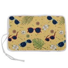 Seamless Pattern Of Sunglasses Tropical Leaves And Flower Pen Storage Case (m) by Bedest