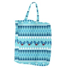 Blue Christmas Vintage Ethnic Seamless Pattern Giant Grocery Tote