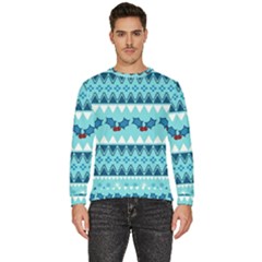 Blue Christmas Vintage Ethnic Seamless Pattern Men s Fleece Sweatshirt by Bedest