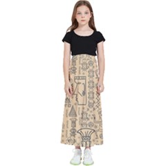 Aztec Tribal African Egyptian Style Seamless Pattern Vector Antique Ethnic Kids  Flared Maxi Skirt