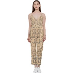 Aztec Tribal African Egyptian Style Seamless Pattern Vector Antique Ethnic V-Neck Camisole Jumpsuit