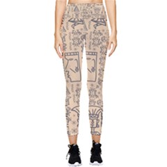 Aztec Tribal African Egyptian Style Seamless Pattern Vector Antique Ethnic Pocket Leggings 