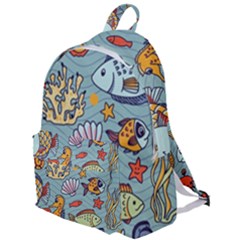 Cartoon Underwater Seamless Pattern With Crab Fish Seahorse Coral Marine Elements The Plain Backpack