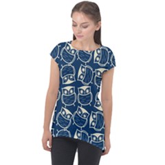 Cute Seamless Owl Background Pattern Cap Sleeve High Low Top by Bedest