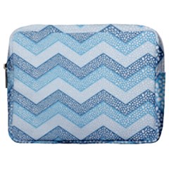 Seamless Pattern Of Cute Summer Blue Line Zigzag Make Up Pouch (large)