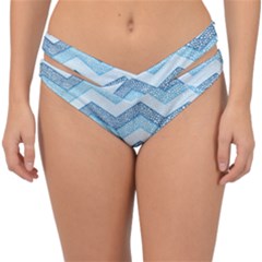 Seamless Pattern Of Cute Summer Blue Line Zigzag Double Strap Halter Bikini Bottoms