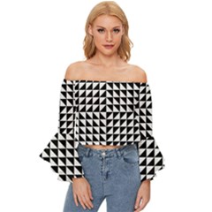 Optical-illusion-illusion-black Off Shoulder Flutter Bell Sleeve Top