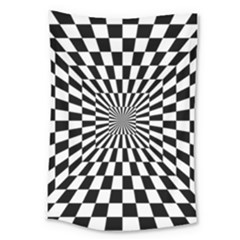 Optical-illusion-chessboard-tunnel Large Tapestry by Bedest