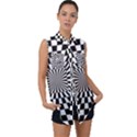 Optical-illusion-chessboard-tunnel Sleeveless Chiffon Button Shirt View1