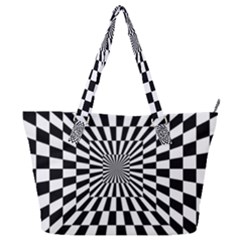 Optical-illusion-chessboard-tunnel Full Print Shoulder Bag by Bedest