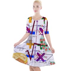 Mathematics Formula Physics School Quarter Sleeve A-line Dress by Bedest