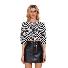 Starburst-sunburst-hypnotic Mid Sleeve Drawstring Hem Top by Bedest