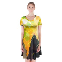 Forest-trees-nature-wood-green Short Sleeve V-neck Flare Dress by Bedest