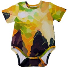 Forest-trees-nature-wood-green Baby Short Sleeve Bodysuit by Bedest