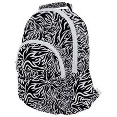 Flame Fire Pattern Digital Art Rounded Multi Pocket Backpack by Bedest