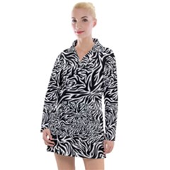 Flame Fire Pattern Digital Art Women s Long Sleeve Casual Dress by Bedest