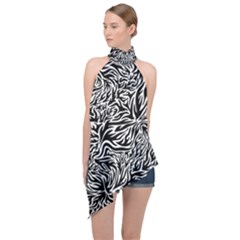 Flame Fire Pattern Digital Art Halter Asymmetric Satin Top by Bedest