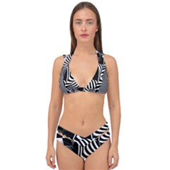 Op-art-black-white-drawing Double Strap Halter Bikini Set by Bedest